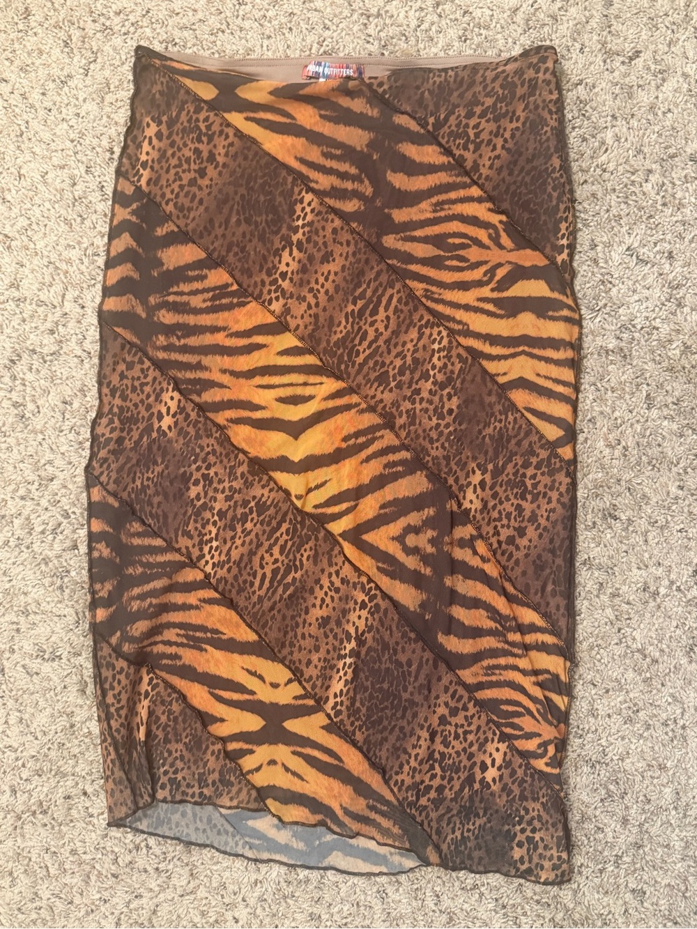 Urban Outfitters Brown & Tan Animal-Print Midi Skirt